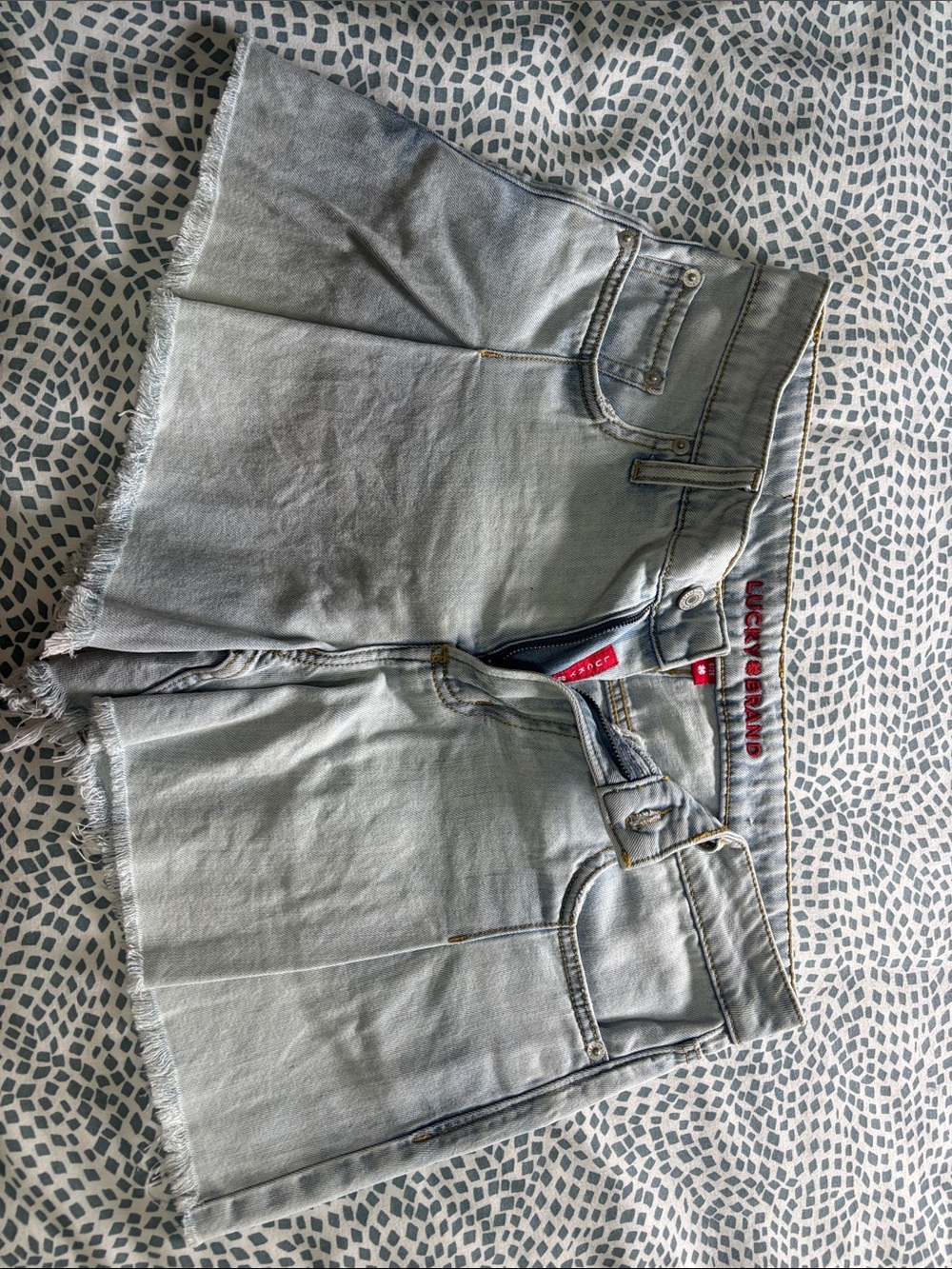 Lucky Brand Light Gray Frayed Hem Denim Shorts